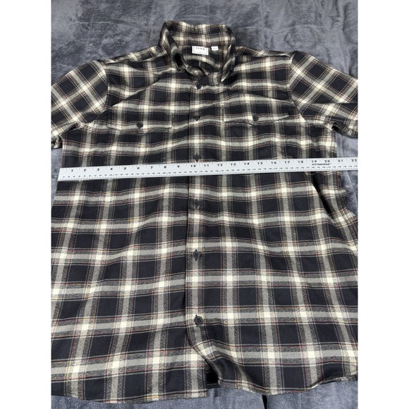 ROWM  Mens Black Plaid Flannel Button Up Size L Skater Grunge‎ - Picture 6 of 9